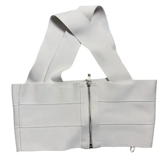 Herve by Herve Leger White Bandage Crisscross Sleeveless Crop Top Size Small - Picture 12 of 14